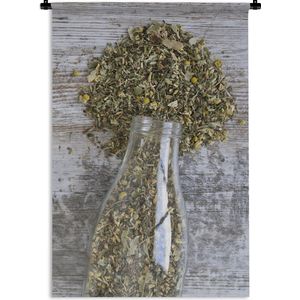 Wandkleed Kruiden en Specerijen - Gedroogde kruiden in een pot Wandkleed katoen 90x135 cm - Wandtapijt met foto
