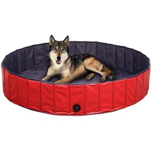Hondenzwembad - Kinderzwembad - Multifunctioneel - Zandbak - Ballenbak - Opvouwbaar - Anti-Slip - Leegloopventiel - Stevig PVC - Rood - 80*30cm