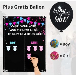 Gender reveal stemkaarten + ballon - met stickers - gender reveal versiering - boy or girl - Babyshower