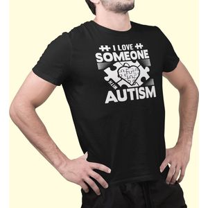 Rick & Rich - T-Shirt I Love Someone With Autism - T-Shirt Autism - T-Shirt Autisme - Zwart Shirt - T-shirt met opdruk - Shirt met ronde hals - T-shirt met quote - T-shirt Man - T-shirt met ronde hals - T-shirt maat XXL