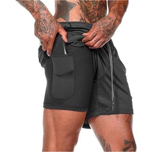 MW® - Sportbroek Heren - Fitnessbroek - Sportkleding - 2 in 1 Shorts - Hardloopbroek (Zwart - XL)