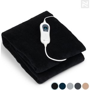 Nuvoo Elektrische Warmtedeken - Fleece - 160x120 cm - XL - Automatische Uitschakeling - Oververhittingsbescherming - 3 Standen - 120W - Bovendeken - Zwart