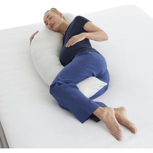 Zwangerschapskussen J-vorm - Voedingskussen - Zijslaapkussen - Body pillow - Aanpasbaar in hardheid - Grijs