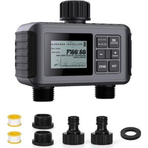 Bewateringscomputer Tuin - 2 Uitgangen - 3 Programma's - Regenvertraging - IP55 Waterdicht - Kinderslot - Automatische Watertimer - Irrigatiesysteem Voor Buiten - SGW07