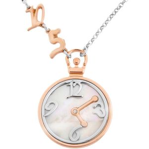 Orphelia ZK-7174/1 - Necklace Bicolor Small Clock With Numbers Mop - 925 zilver - parelmoer - 45 cm