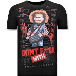 Stoere T-shirt Heren - Bloody Chucky Print - Zwart