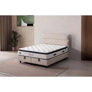 BSS Bedding Excelente - Bed Boxspring Set - Complete Boxspring - 180x200 - Slaapkamerbed - 1 x Matras met Topper - 2 x Bedbox - 1 x Hoofdbord