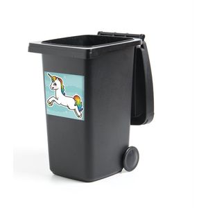 Container sticker Eenhoorn illustratie - Een illustratie van een springende eenhoorn Klikosticker - 40x40 cm - kliko sticker - weerbestendige containersticker