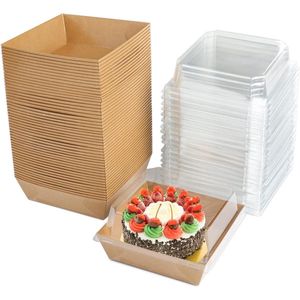 50 stuks Taartdozen voor gebak en cupcakes - Meeneemdozen voor cake, sandwiches en koekjes - Feesten, bruiloften en banketbakkerijen - Bruin