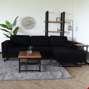 Hoekbank design Darsiono 280cm bank zwart teddy loungebank zowel links als rechts bankstel