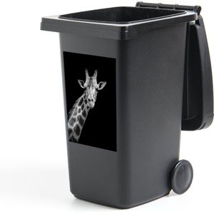 Container sticker Giraffe - Wilde dieren - Zwart - Wit - Portret - 40x60 cm - Kliko sticker