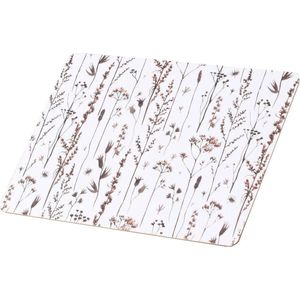 Set van 4 placemats mdf bruin gebloemd