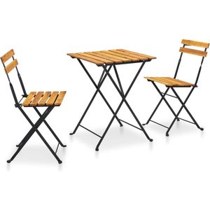 vidaXL Bistroset 3-delig inklapbaar acaciahout Tuinstoel - Bistroset - Buis Meubel - Acacia Hout - Outdoor Furniture