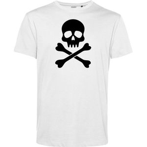 T-shirt Pirate Skull | Halloween Kostuum Volwassenen | Halloween | Foute Party | Wit | maat S