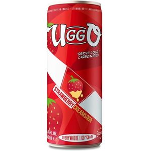 Uggo Strawberry Creamsoda 12x250ml - Frisdrank - Heerlijke Koolzuurhoudende Romige Vanille-Aardbei Frisdrank