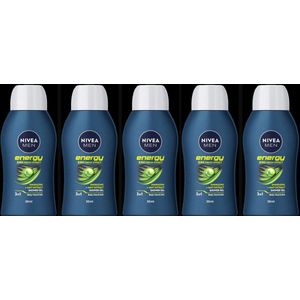 Nivea® | 5 x 50 ml Energy douchegel voor mannen | 3 in 1 | mini | reisformaat | multipack