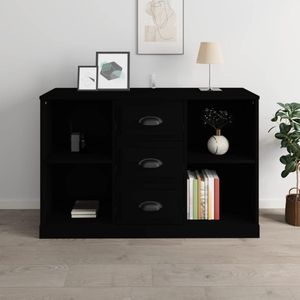 The Living Store Dressoir 104-5x35-5x67-5 cm bewerkt hout zwart - Keukenkast