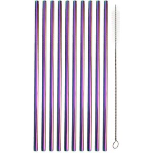 Herbruikbare Metalen Rietjes - RVS - 10 stuks - Rainbow