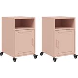 vidaXL - Nachtkastjes - 2 - st - 36x39x59 - cm - staal - roze