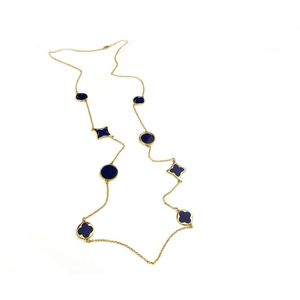 lange zilveren collier halsketting halssnoer geelgoud verguld Model Blossom met zwarte stenen