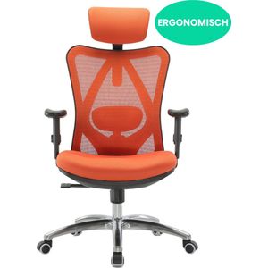 Starrydays Ergonomische Bureaustoel voor Volwassenen – Kantoorstoel, Vergaderstoel & Gaming stoel – Bureaustoel met Wieltjes - Oranje