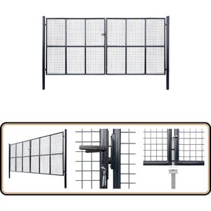 vidaXL Gaaspoort - 400x175 cm - Gegalvaniseerd Staal Tuinpoort - Gaaspoort - Entree - Hekwerk - Privacy