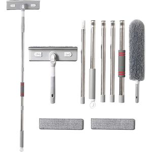 Telescoop raamreiniger 2-in-1 met verstelbare steel voor hoge ramen