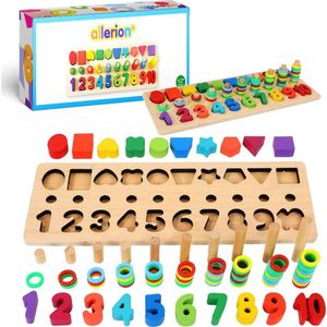Allerion® Montessori Blokken Set - XL Blokken speelset - Educatief Speelgoed - Stimuleert Motoriek en Creativiteit - Heldere Felle Kleuren - 100% duurzaam hout - Ontwikkelingsspeelgoed