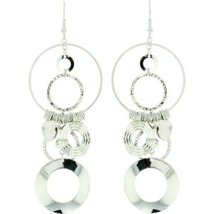 Behave Oorbellen ronde hangers zilver-kleur