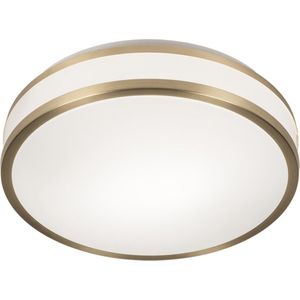 Lumidora Plafondlamp 75048 - Plafonniere - RENO - 2 Lichts - E27 - Wit - Goud - Messing (kleur) - Kunststof - Badkamerlamp - IP44 - ⌀ 35 cm