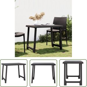 vidaXL Buitentafel - Campingtafel - Campingtafel hout-look 79x56x64 cm PP antracietkleurig - Terras Tafel - Houten Look Tafel - Antraciet Tafel