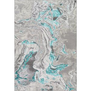SURYA Vloerkleed - Woonkamer, Slaapkamer - Modern Abstract Tapijt DAHLIA - Blauw/Grijs - 200x275 cm