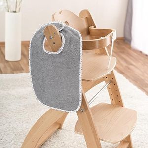 2 Stuks Extra Grote Slabben 30x42cm | Extra Large Slab voor Extra Bescherming | Babybib | Verstelbaar met Drukknoopsluiting | Absorberend en Oeko-Tex Gecertificeerd - Grijs/Sterren