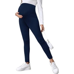 Zwangerschapslegging - Over de Buik - Zwangerschap - Legging - Comfortabel - Casual - Maternity - Marineblauw - Blauw - Maat M