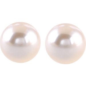 Behave Parel Oorbellen - Dames - Oorsteker Grote Parel Creme Parelmoer Beige 14 mm Diameter - Oorhangers - Oorknop