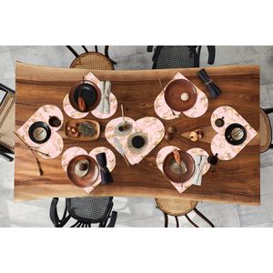 Onderleggers - Placemats - Placemats hartje - Gold - Marmer print - Patronen - Roze - 10 stuks