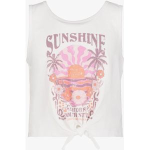 Name it meisjes singlet met knoop en opdruk wit - Maat 134/140