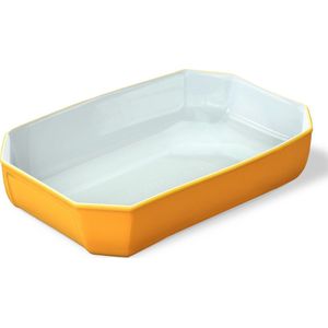 Pyrex Rechthoekige Ovenschaal 3,2l - Borosilicaatglas - Geel Glazuur Buitenzijde - 33x22xH7cm