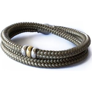 NIEUW - Jolla - dames armband - wikkelarmband - zilver - touw - bedels - Basic Rope - Taupe/Zilver
