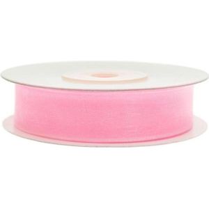 Partydeco - Lint roze chiffon 12mm/rol 25m