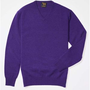 Osborne Knitwear Trui met V hals - Sweater heren in Lamswol - Pullover Heren - Violetta - L