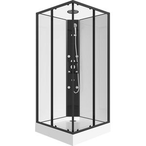 Vente-unique Hoekdouchecabine met massagefunctie - L80 x B80 x H225 cm - KIVORA L 80 cm x H 200 cm x D 80 cm