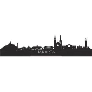 Standing Skyline Jakarta Zwart hout - 60 cm - Woondecoratie design - Decoratie om neer te zetten en om op te hangen - Meer steden beschikbaar - Cadeau voor hem - Cadeau voor haar - Jubileum - Verjaardag - Housewarming - Interieur - WoodWideCities