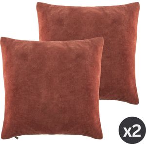 Tiseco - Kussen (gevuld) COTTON - SET/2 - Fluweel - 45x45 cm - Roest