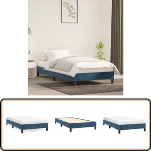 vidaXL Bedframe - 100x200 cm - Fluweel - Donkerblauw Donkerblauwe Bed Frame - Tweepersoons Bed - Velvet Bed - Luxe Bed - Houten Bed Frame
