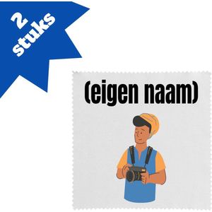Akyol - fotograaf man met eigen naam brillendoekjes - Fotograaf - fotografen - camera - verjaardag - cadeau - kado - 17,8 bij 17,8 cm - 2 stuks