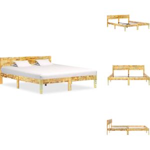 vidaXL Bedframe Vintage - Hout - 205 x 185 x 73 cm - Geschikt voor matras 180 x 200 cm - Bed