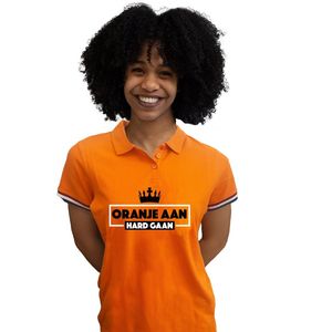 Bellatio Decorations Koningsdag verkleed polo - oranje aan hard gaan - oranje - dames L