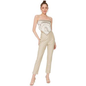 Trendyol Bordeauxrode Wortel Imitatieleer Geweven Broek Twoaw22Pl0177