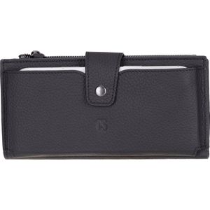 Charmant Style - Portemonnee- Echt Leer- Zwart-Portefeuille-Wallet-Briefgeldvak-Dames Portemonnee-Pasjeshouder